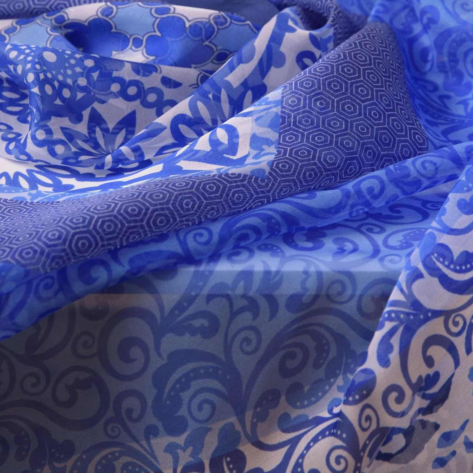 Dafne - Large Silk Scarf - Blue