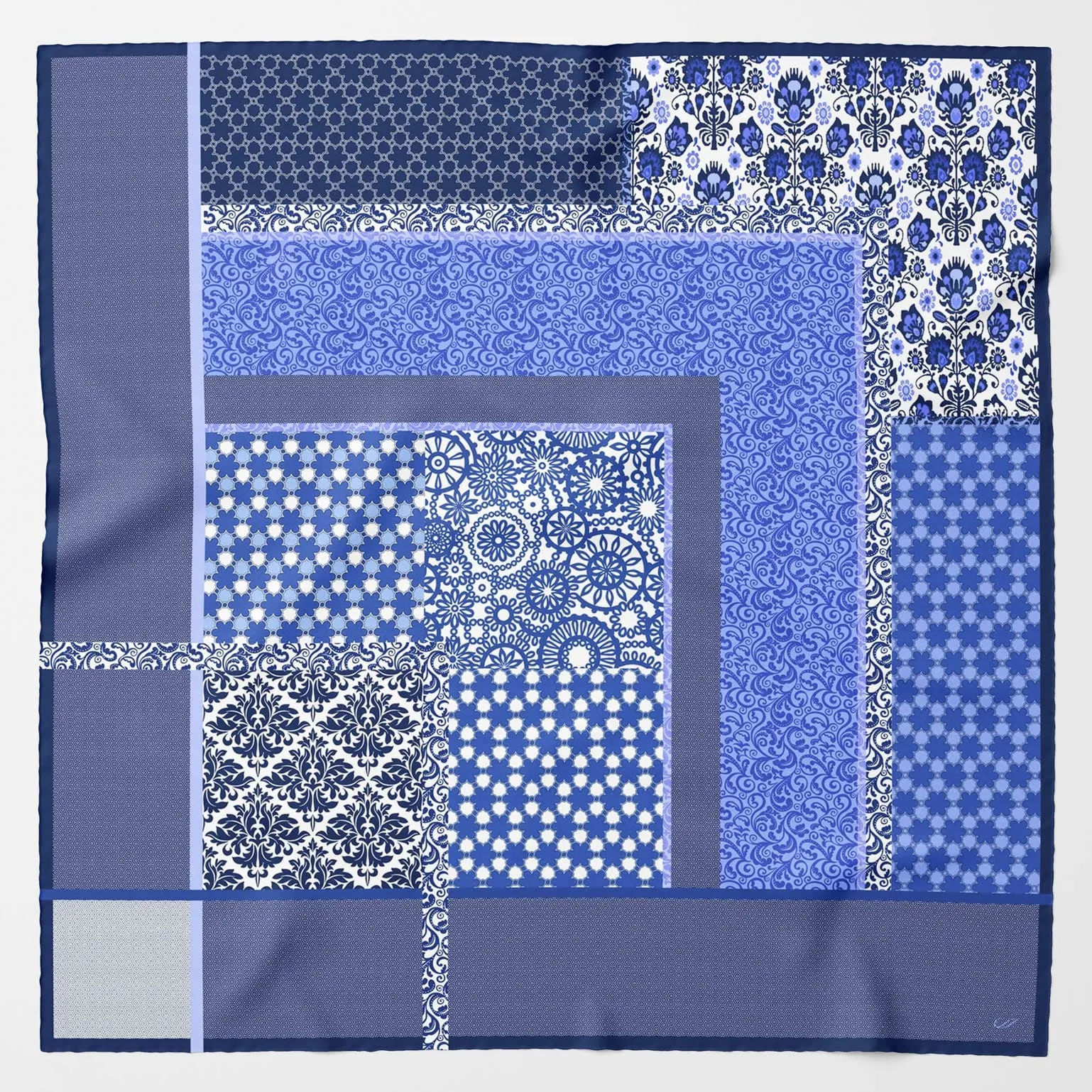 Dafne - Large Silk Scarf - Blue