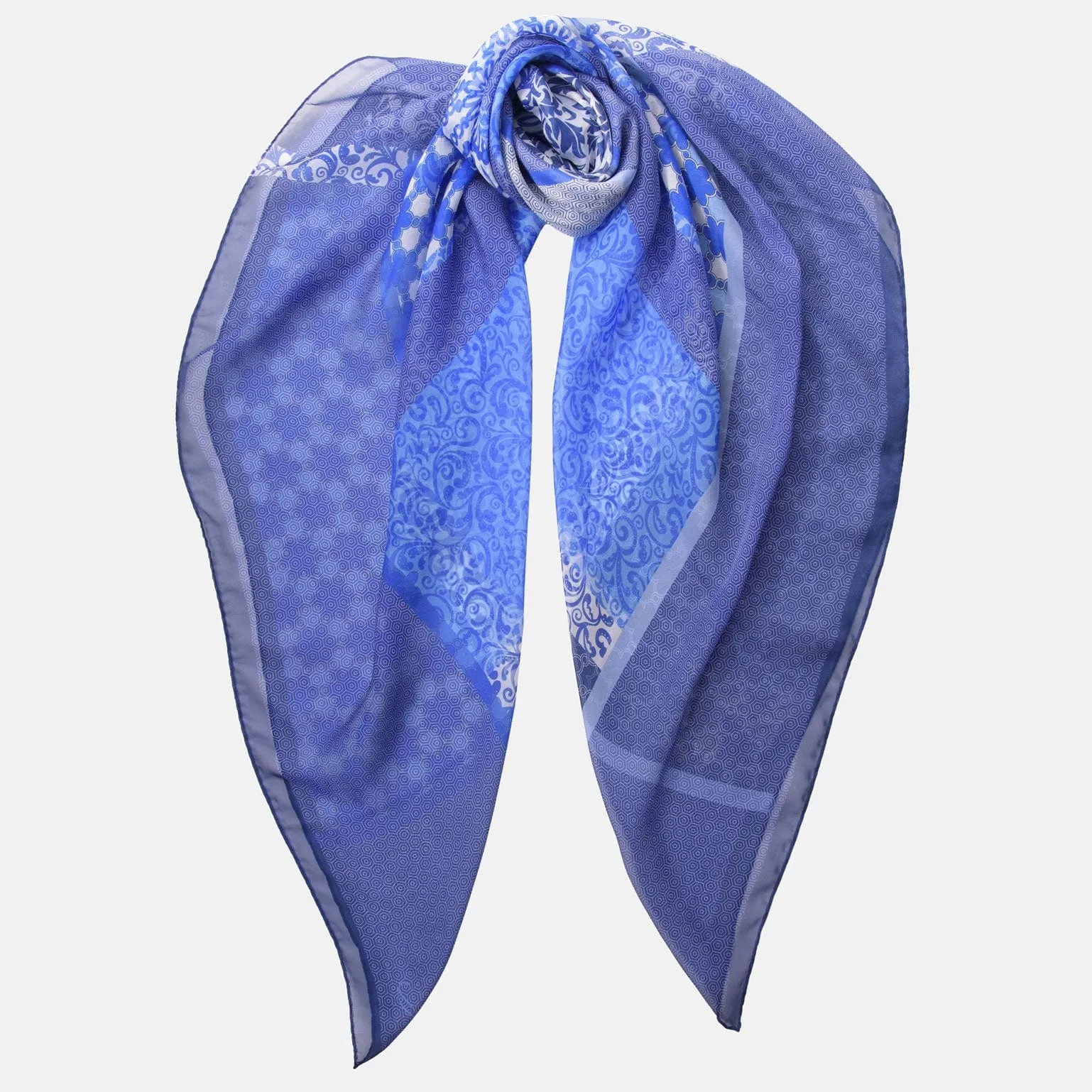 Dafne - Large Silk Scarf - Blue