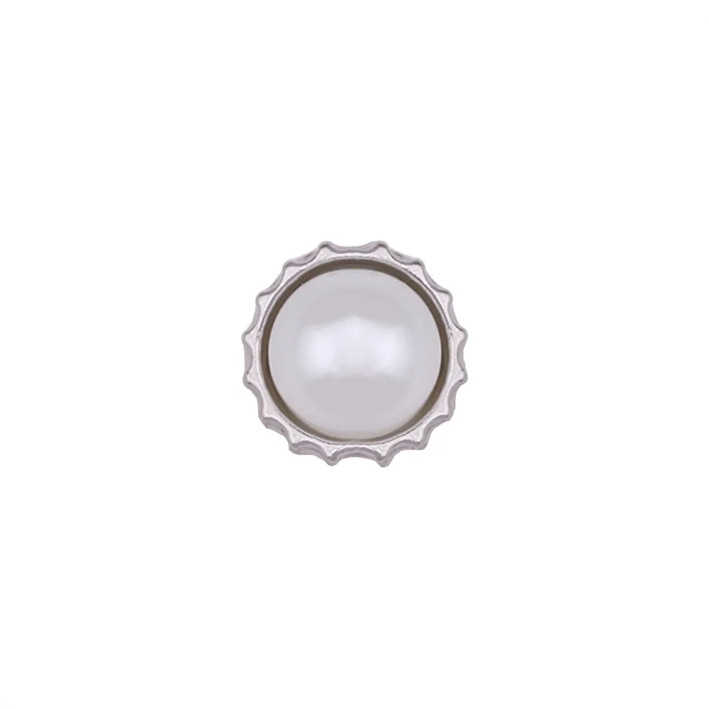 Decorative Rim 11mm Shiny Silver Pearl Metal Buttons