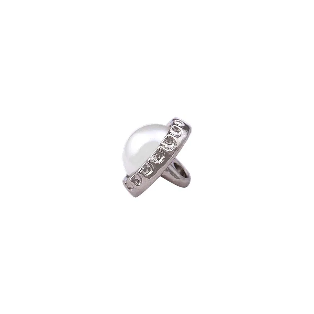 Decorative Rim 11mm Shiny Silver Pearl Metal Buttons