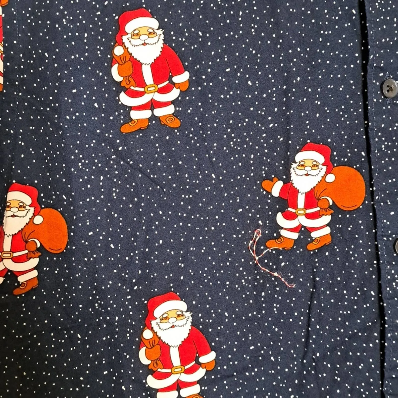 Denim and Flower All Cotton Short Sleeve Christmas Button Shirt