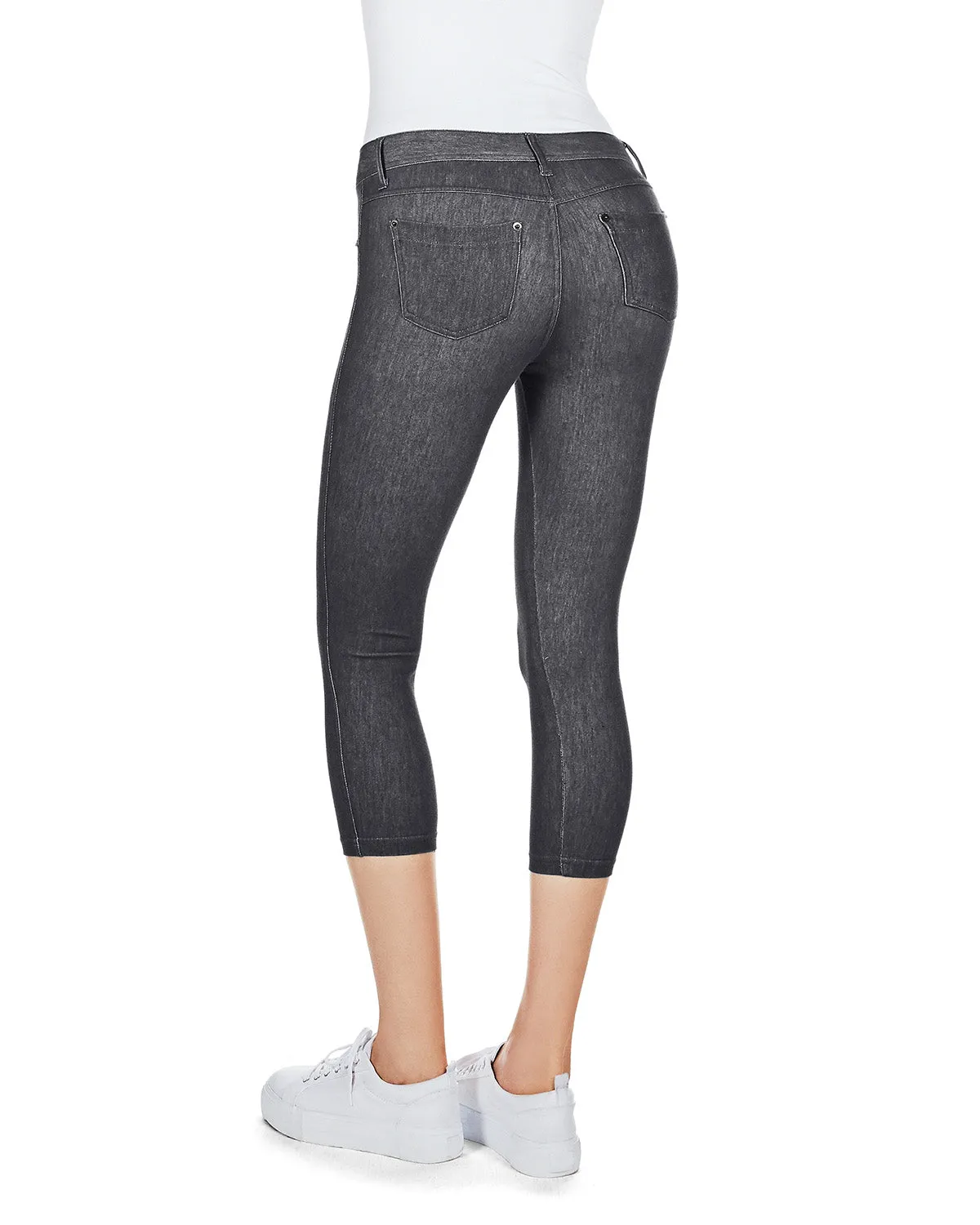 Denim Zipper Capri Cotton Blend Jean Leggings