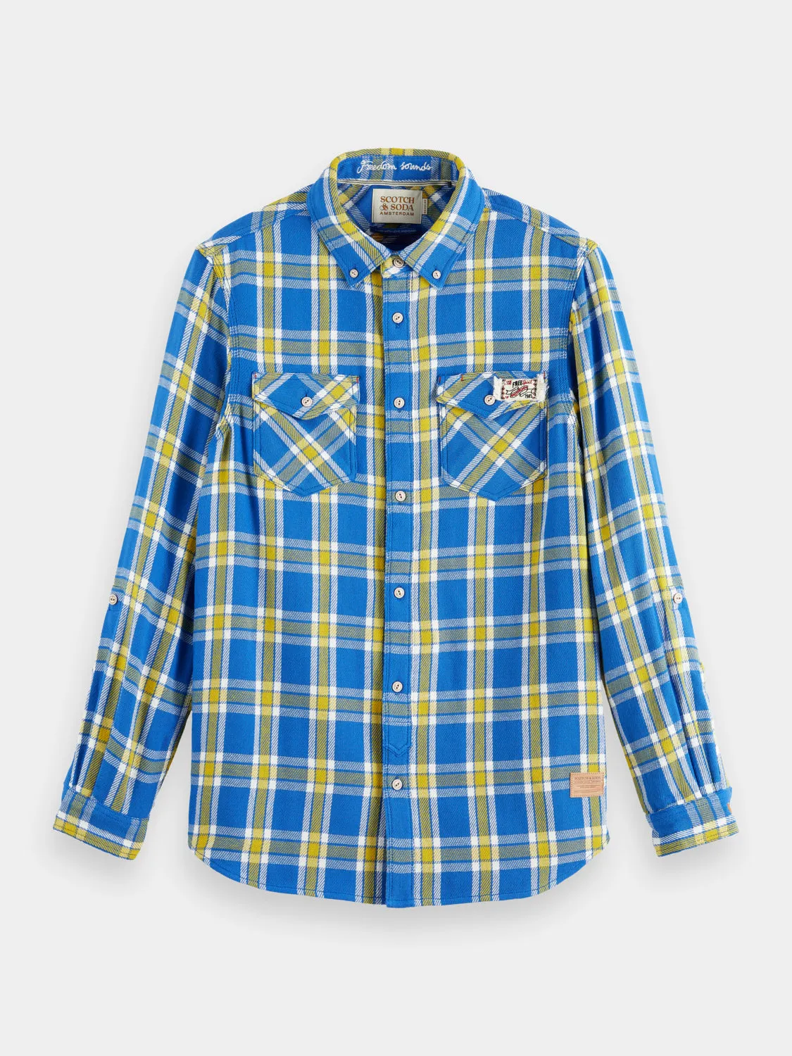 Double-faced twill check shirt
