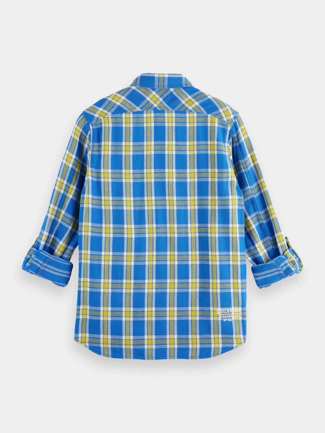Double-faced twill check shirt
