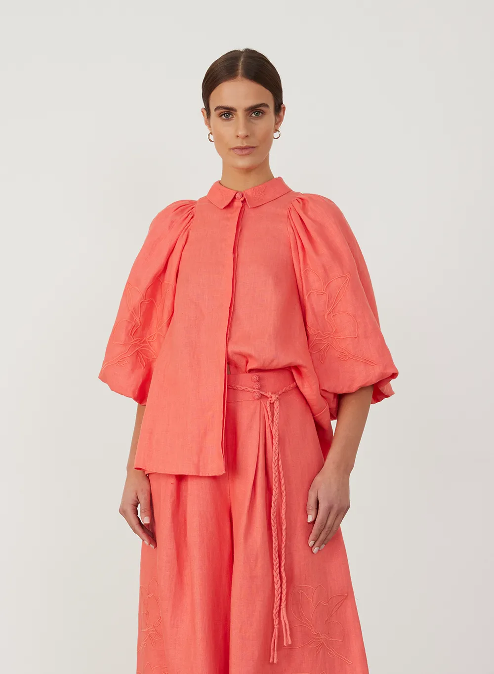 Elaina Linen Palazzo Pant | Hibiscus