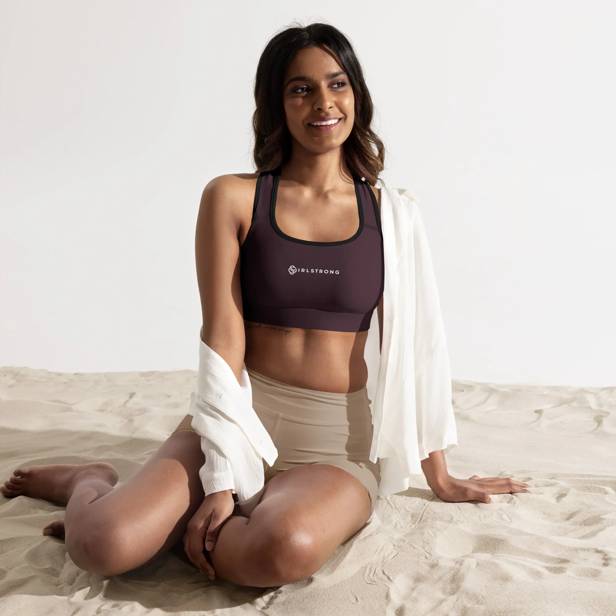 ELEVATED ESSENTIALS, GS LOGO THE PERFECT PADDED SPORTS BRA CABERNET