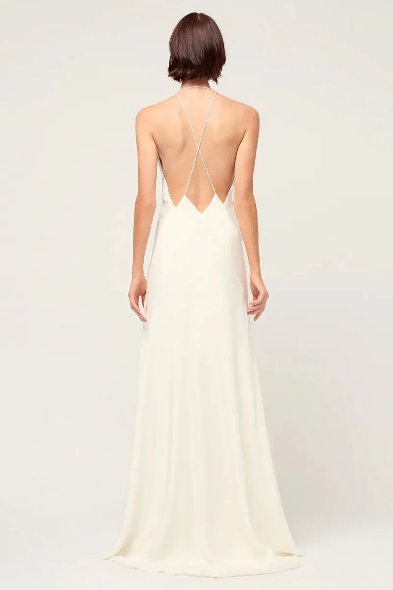 Evianna Backless Satin Maxi Dress