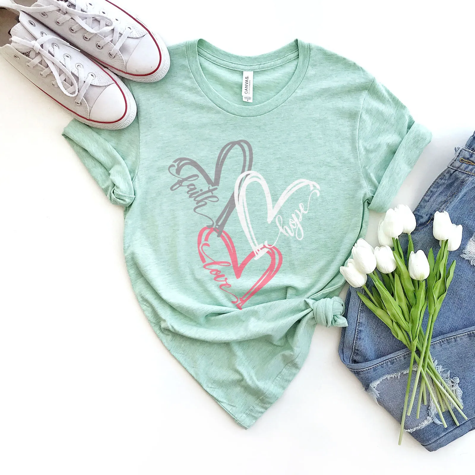 Faith Hope Love Hearts Tee