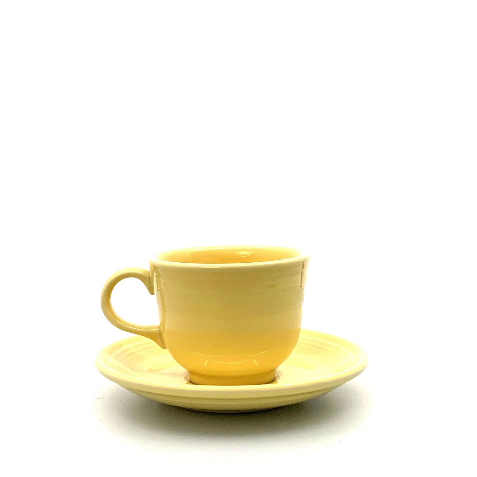 Fiesta Banana Yellow Replacement Tea Coffee Cup and Saucer Set 7.75 Fl Oz Homer Laughlin Co USA.