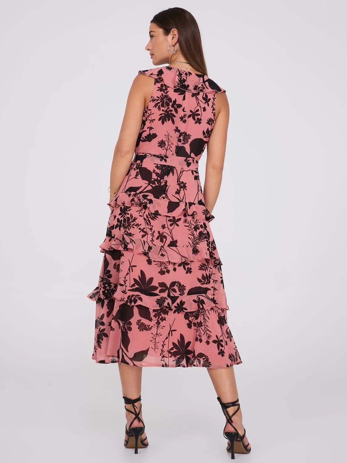 Floral Print Ruffle Tiered Midi Dress
