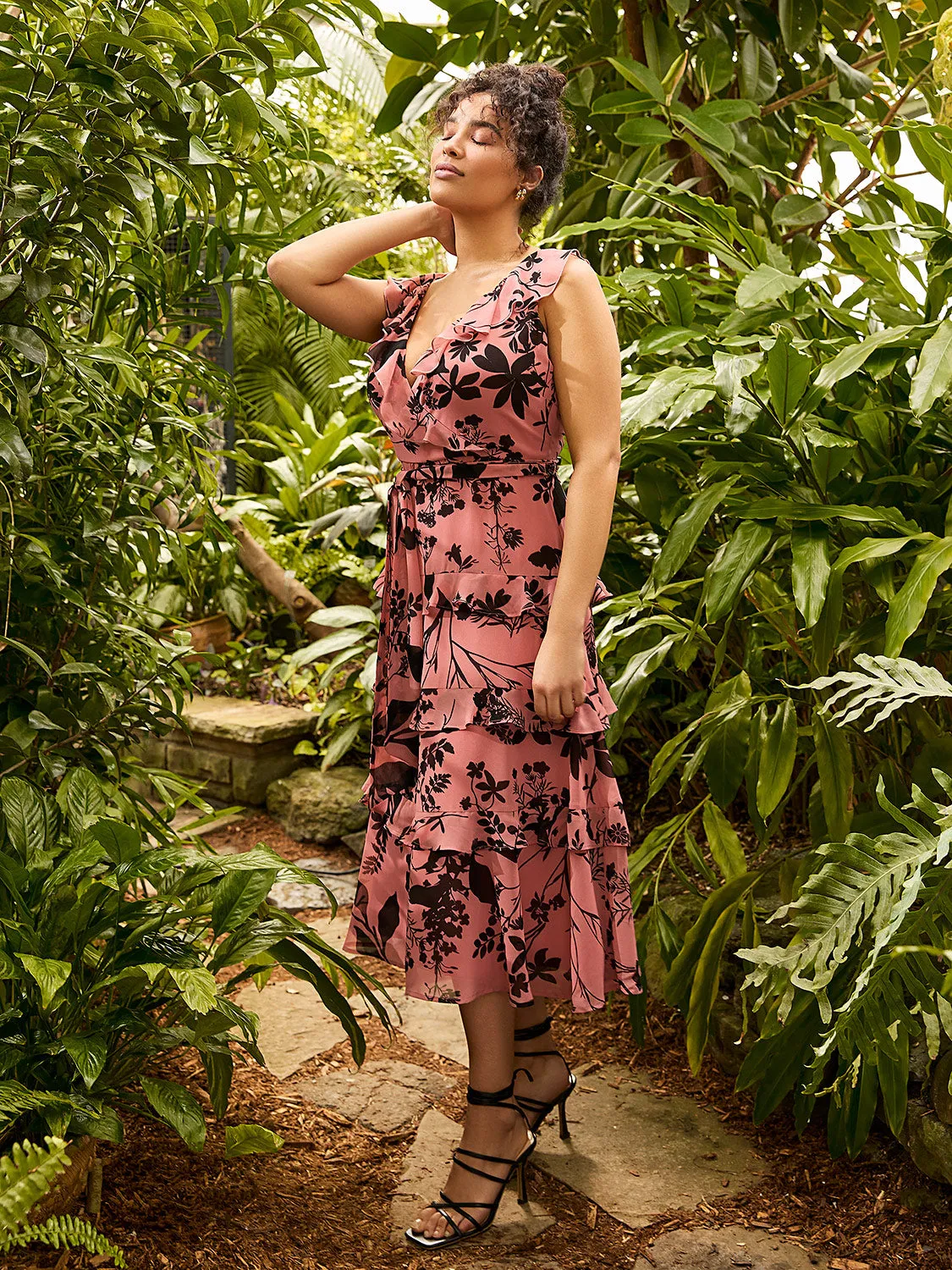 Floral Print Ruffle Tiered Midi Dress
