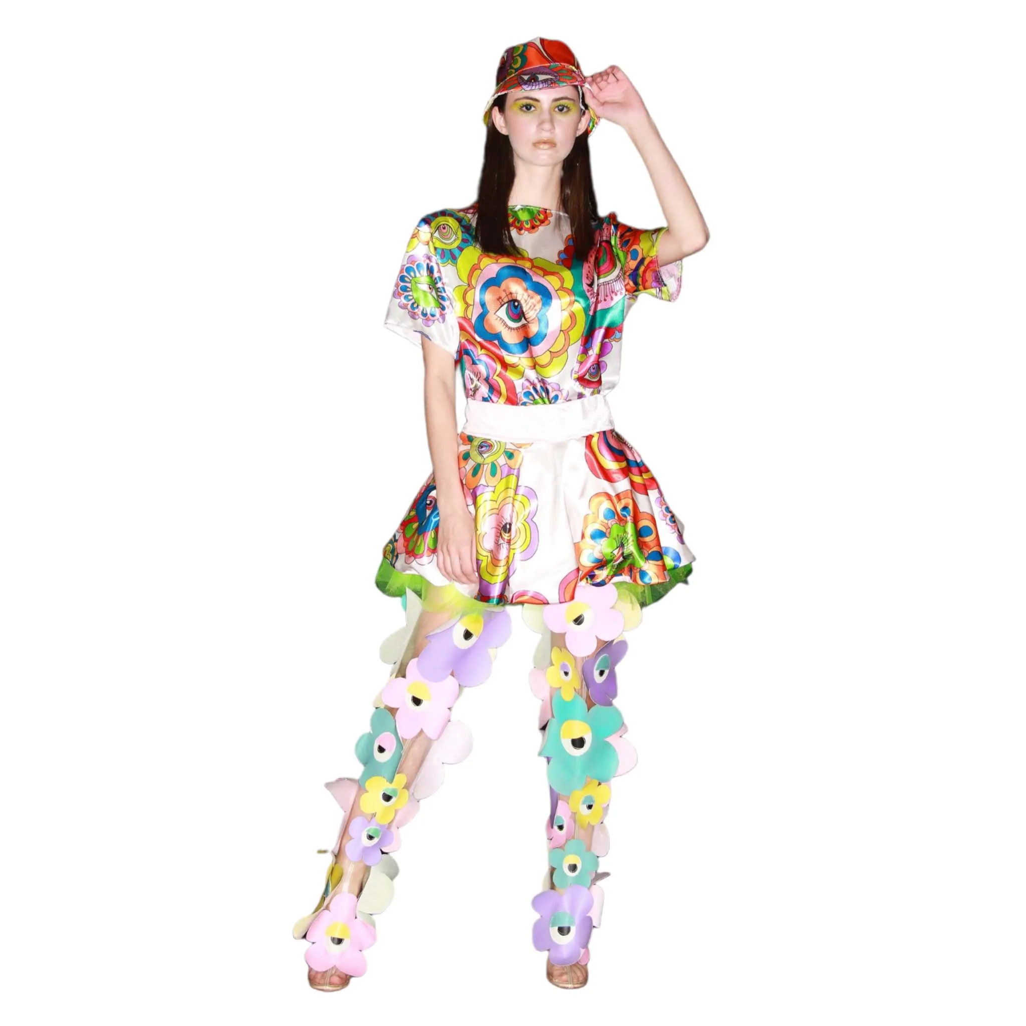Flower Eye Gurl Psychedelic Print T-Shirt
