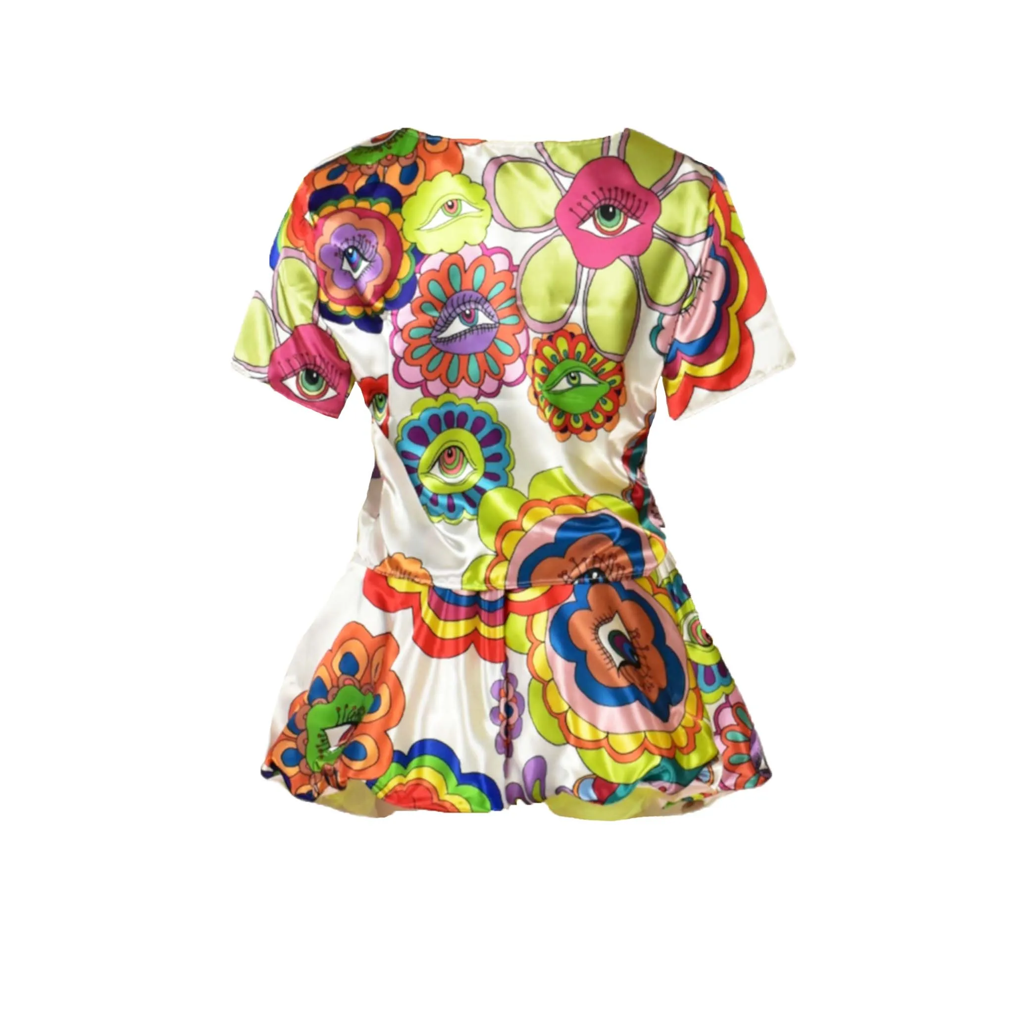 Flower Eye Gurl Psychedelic Print T-Shirt