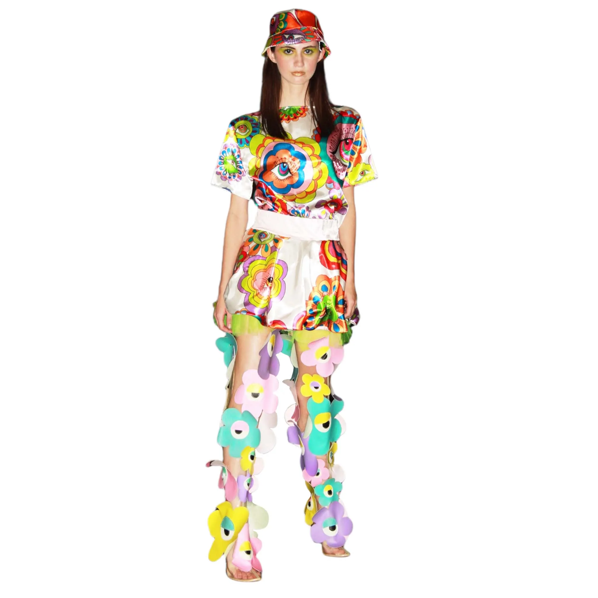 Flower Eye Gurl Psychedelic Print T-Shirt
