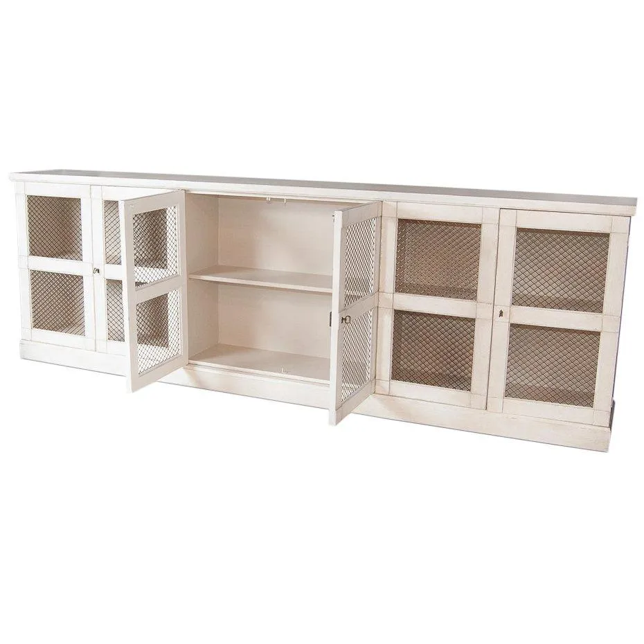 French Porcelain Top Mesh Metal Buffet