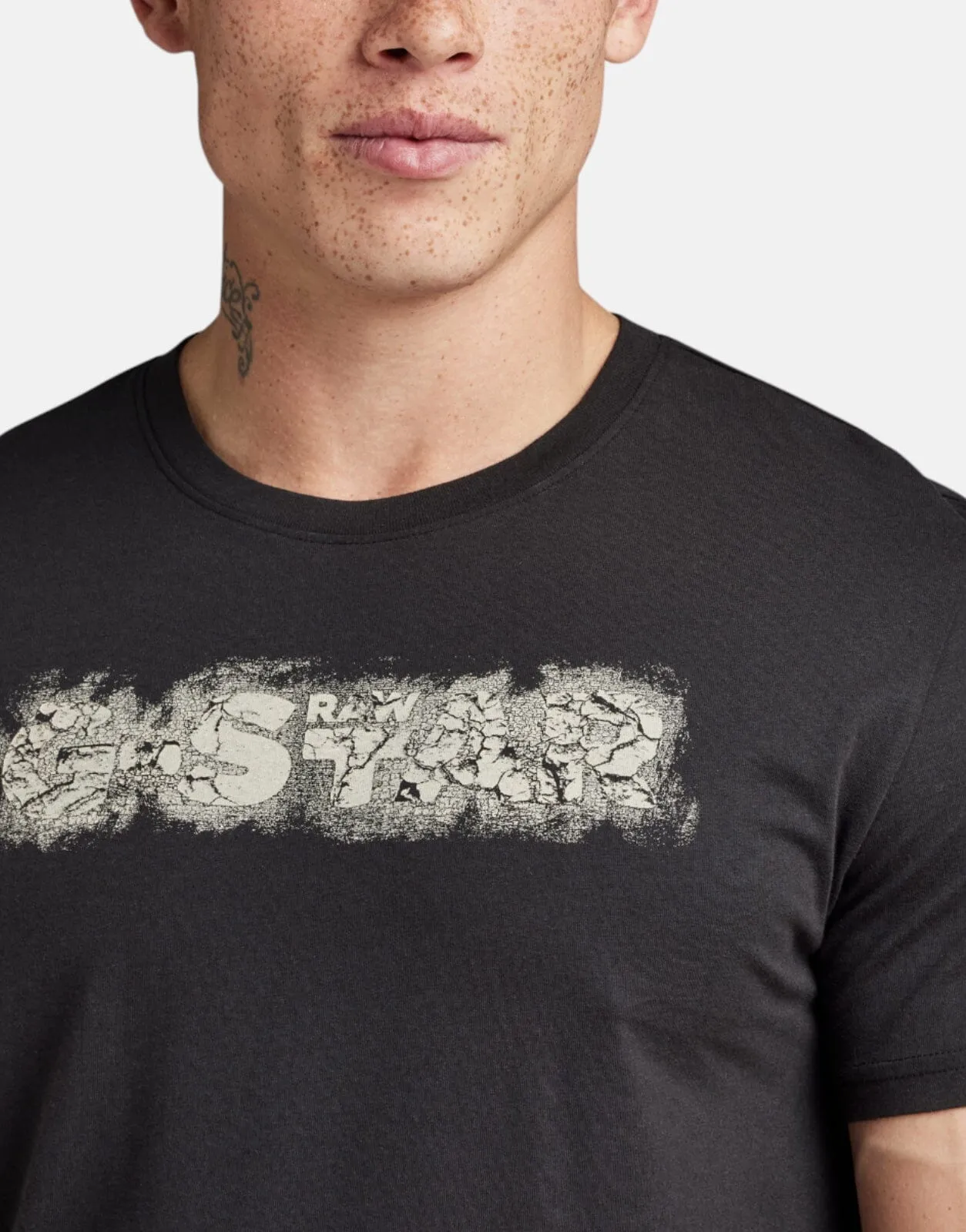 G-Star RAW Distressed Logo Black T-Shirt