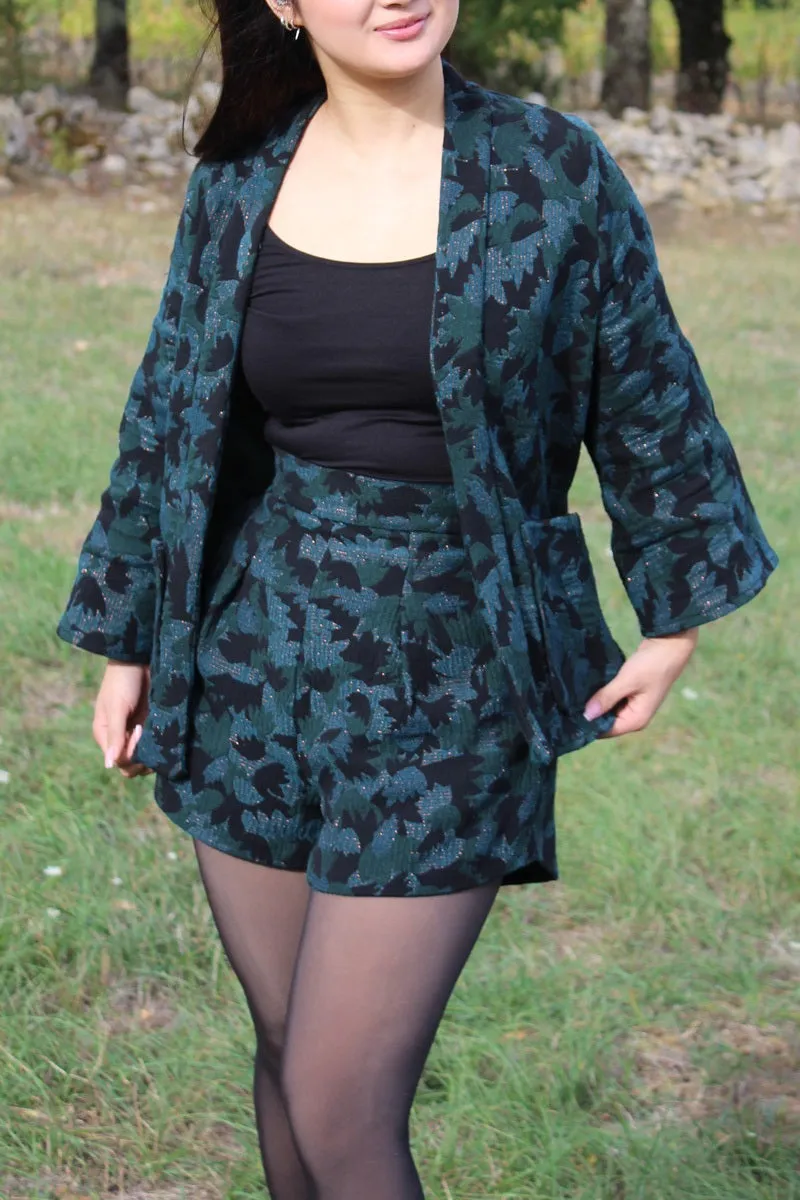 Églantine & Zoé - Green Crocus Jacquard Fabric