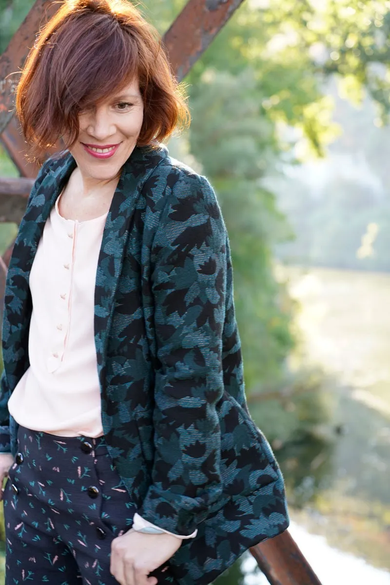 Églantine & Zoé - Green Crocus Jacquard Fabric
