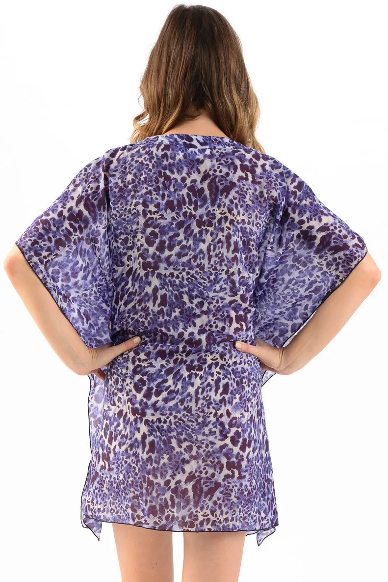 Goddess Kaftan / Indigo Leopard