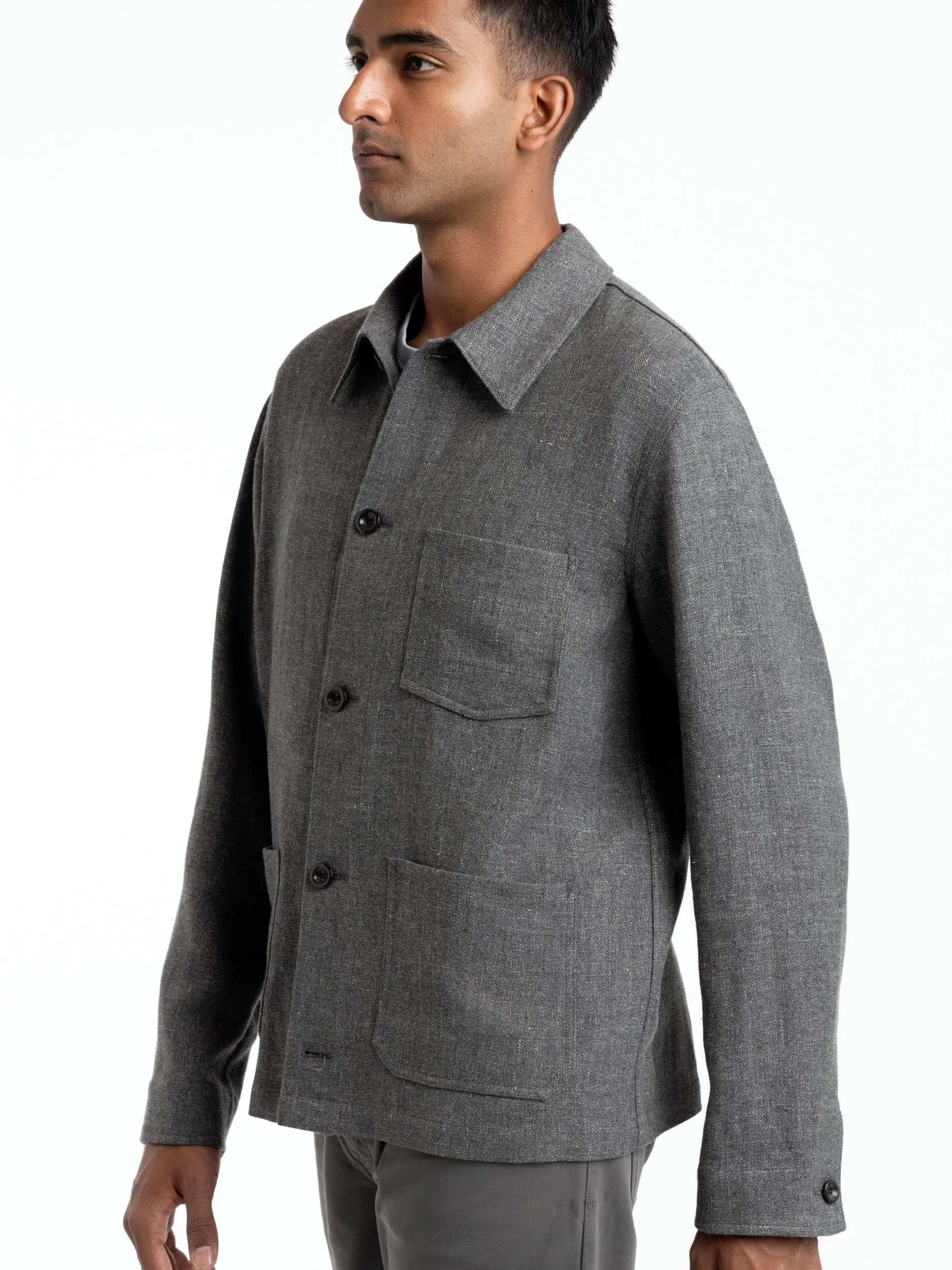 Grey Burnham Hand-Tailored Herringbone Jacket