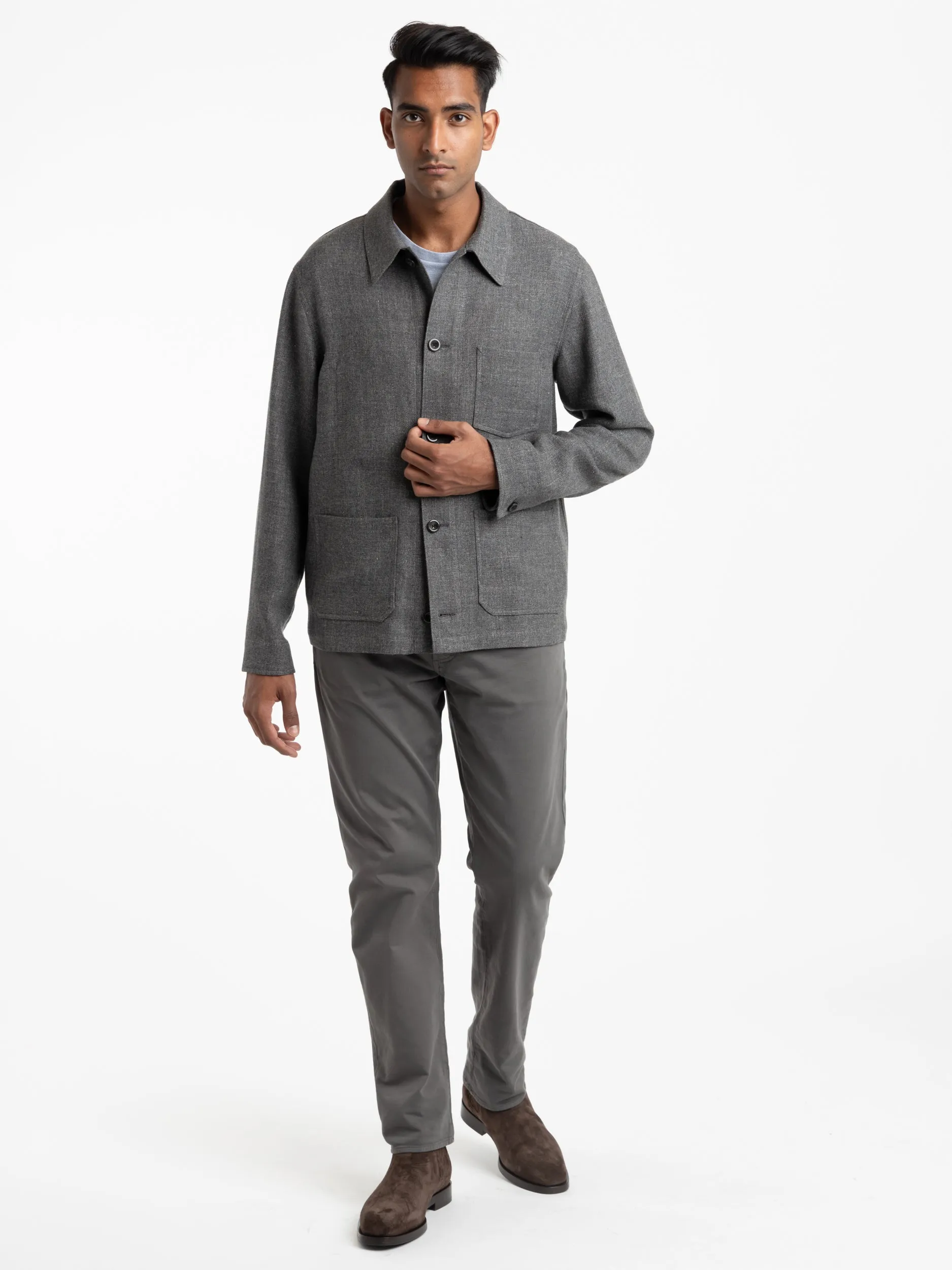 Grey Burnham Hand-Tailored Herringbone Jacket