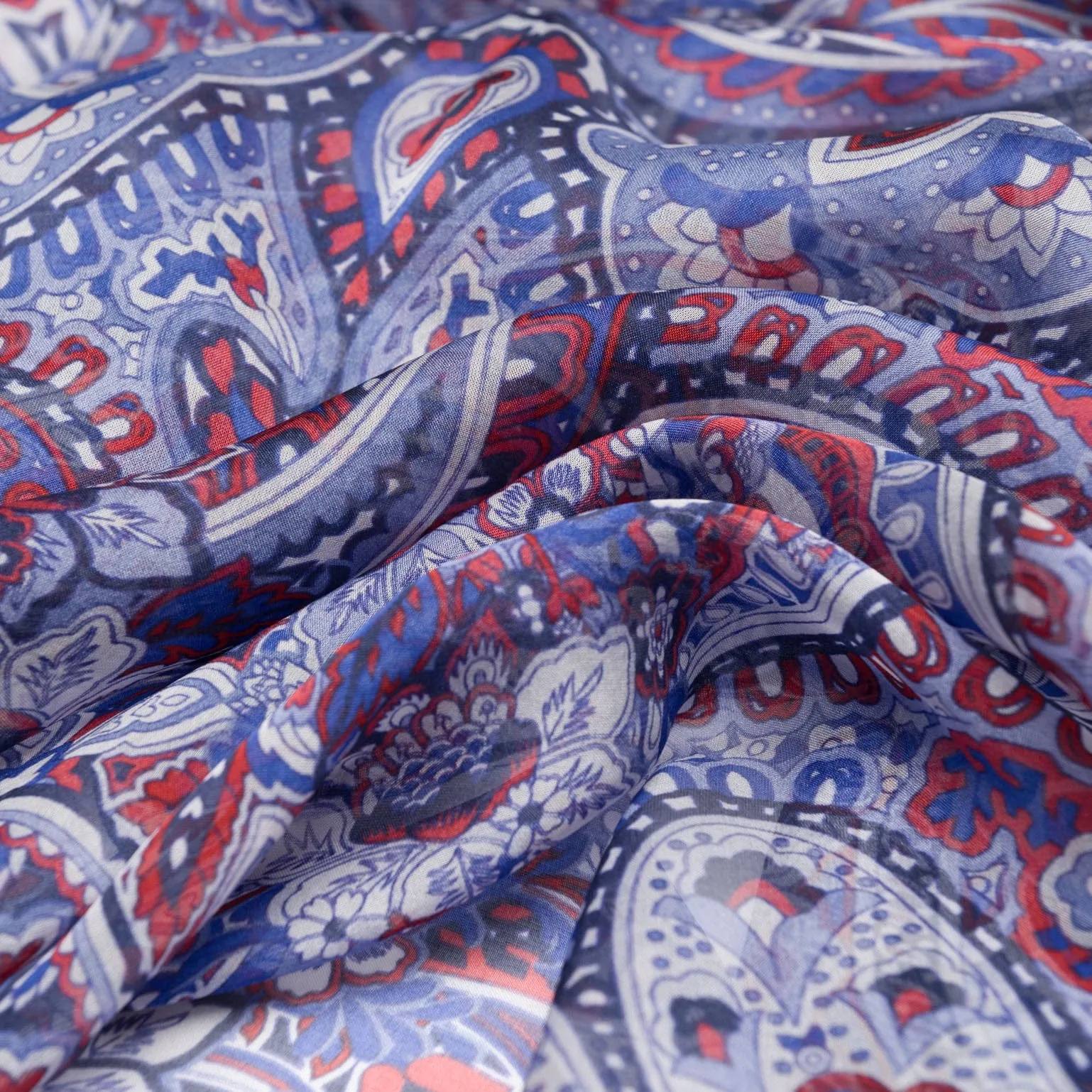 Helena - Large Silk Scarf - Red White and Blue