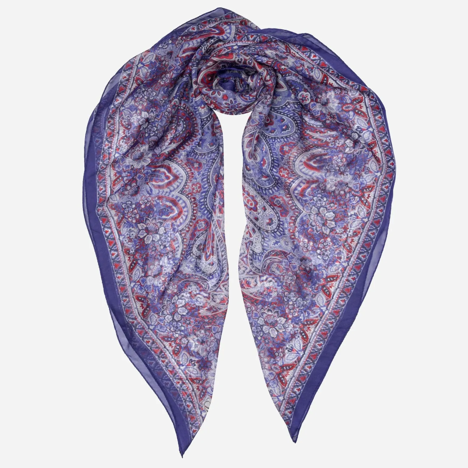 Helena - Large Silk Scarf - Red White and Blue