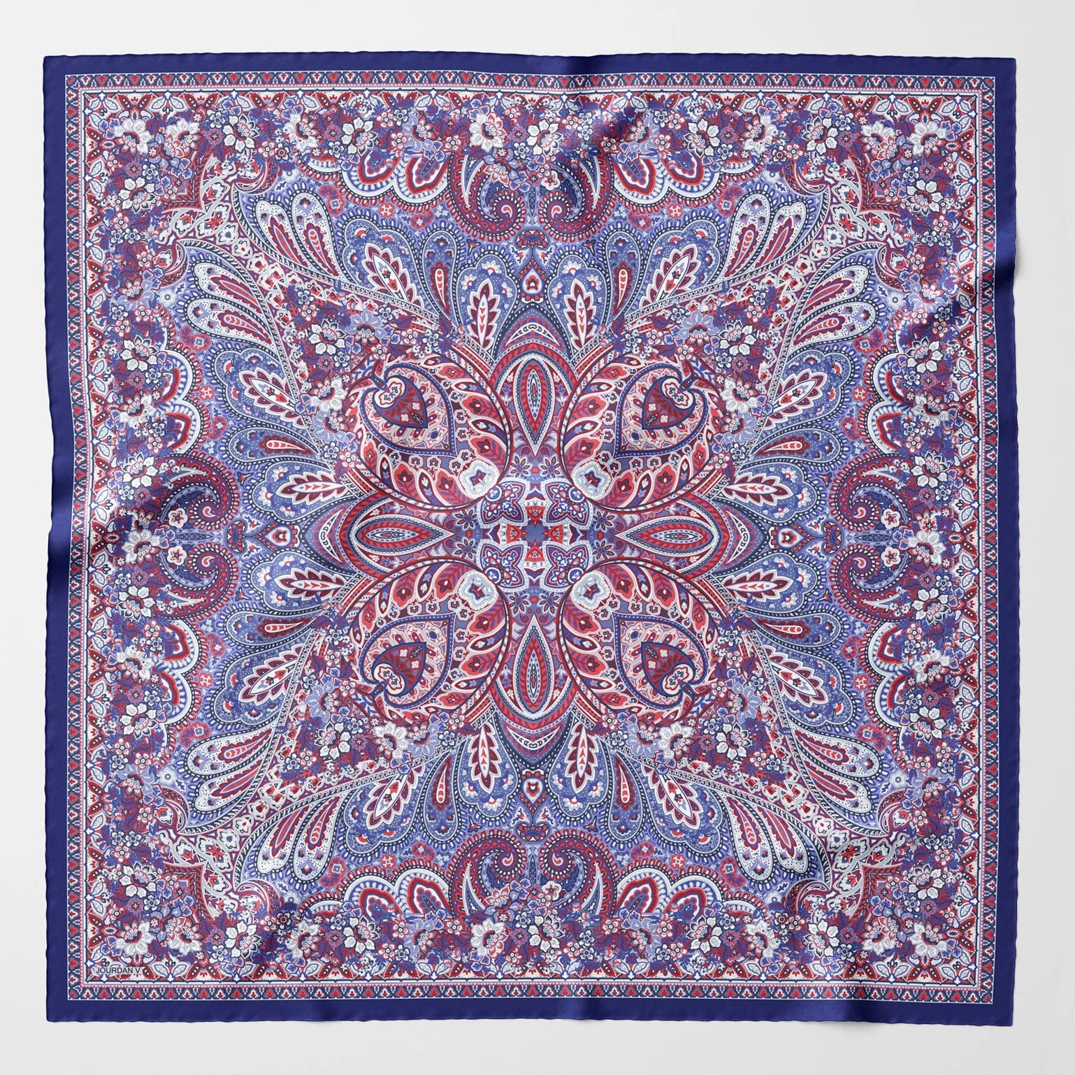 Helena - Large Silk Scarf - Red White and Blue