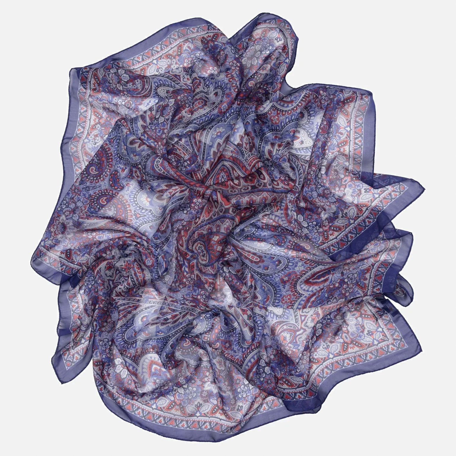 Helena - Large Silk Scarf - Red White and Blue