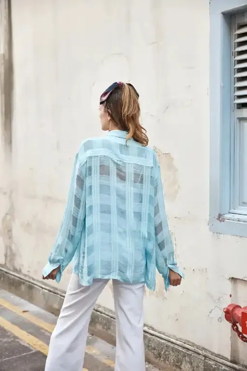 Ice Blue Checked Shirt