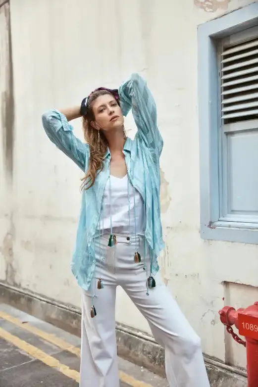 Ice Blue Checked Shirt