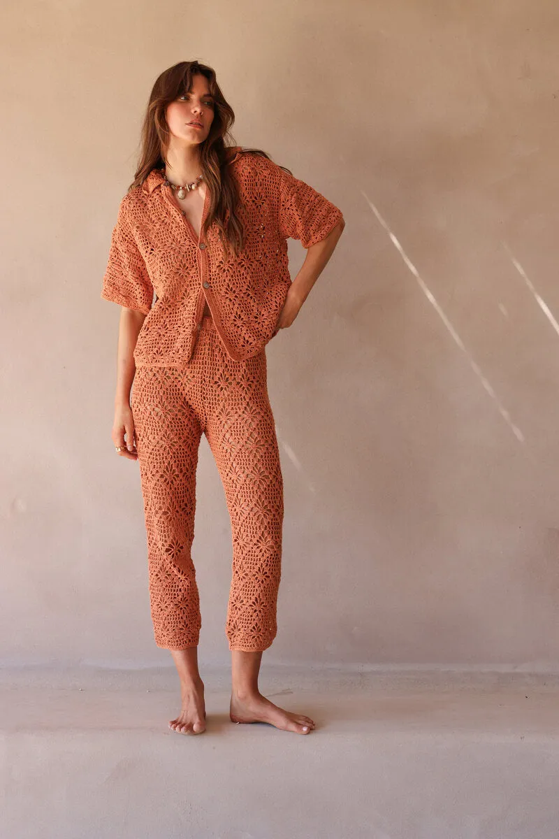 ISLAND RAIN CROCHET PANT - RUST