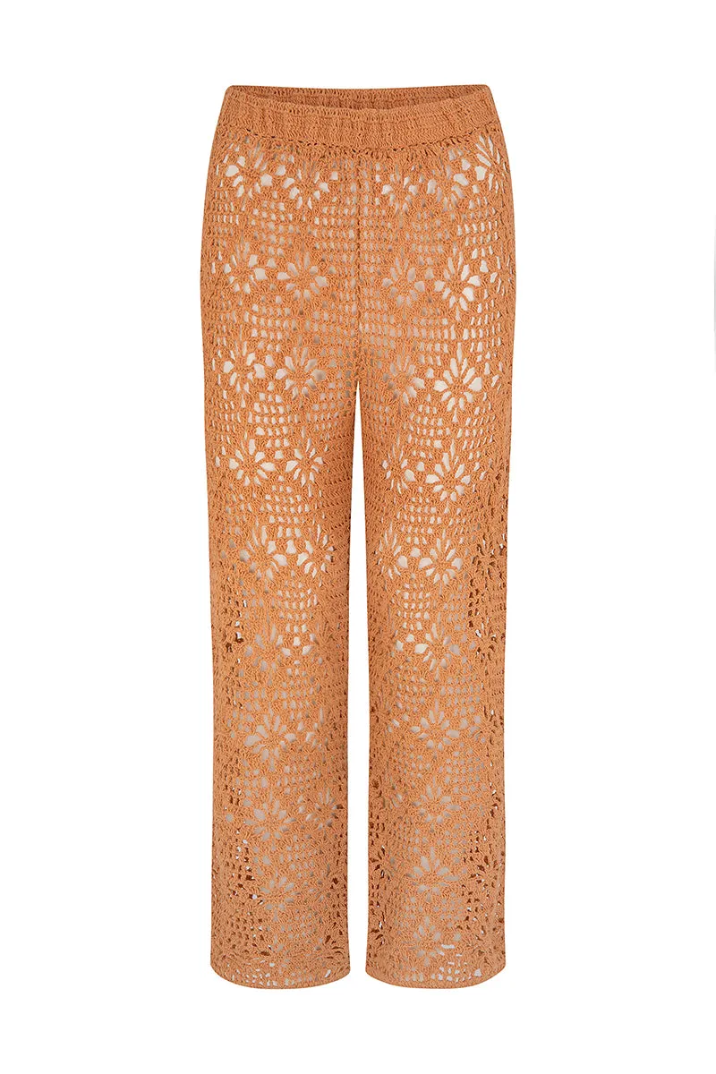 ISLAND RAIN CROCHET PANT - RUST