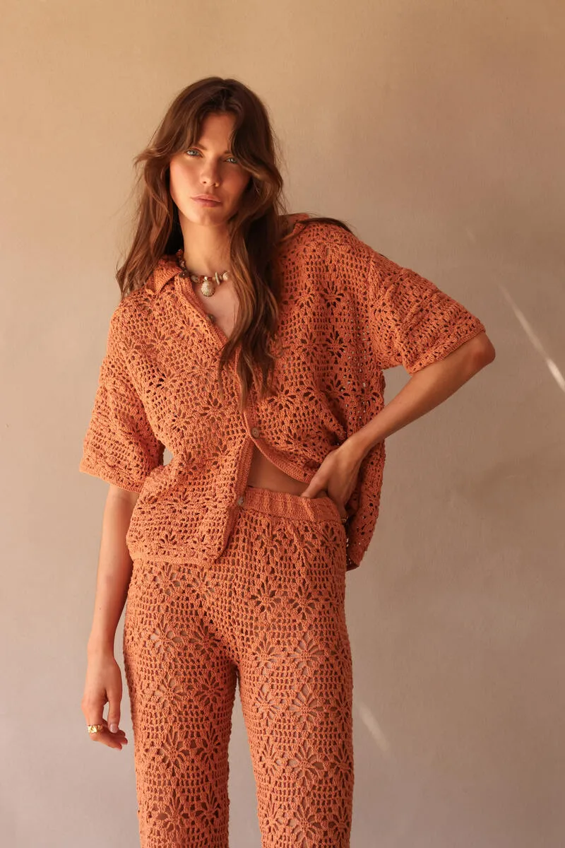 ISLAND RAIN CROCHET PANT - RUST
