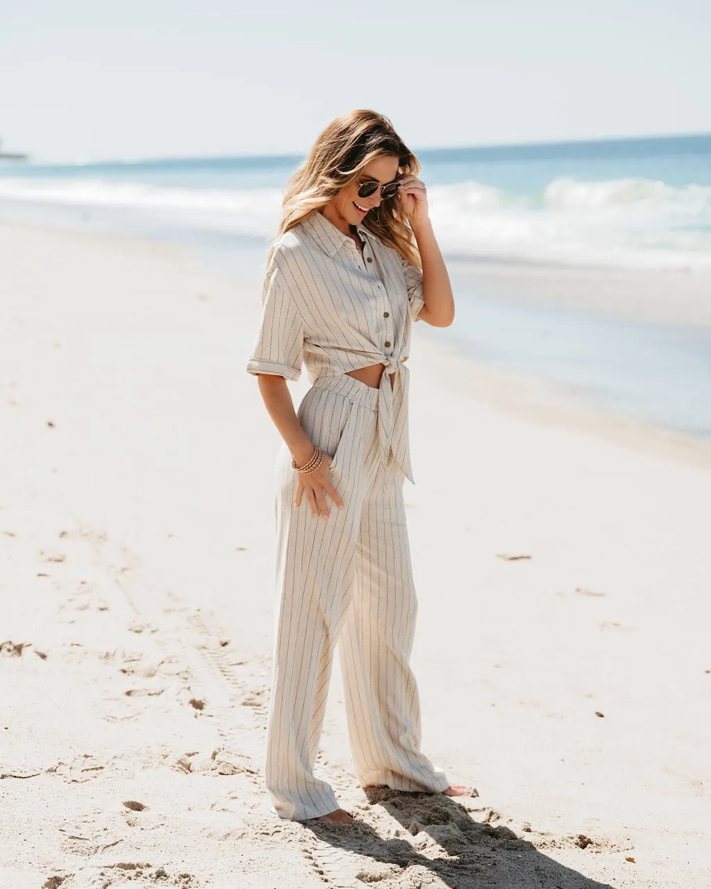 Khaki Striped Top & Pants Set - FINAL SALE
