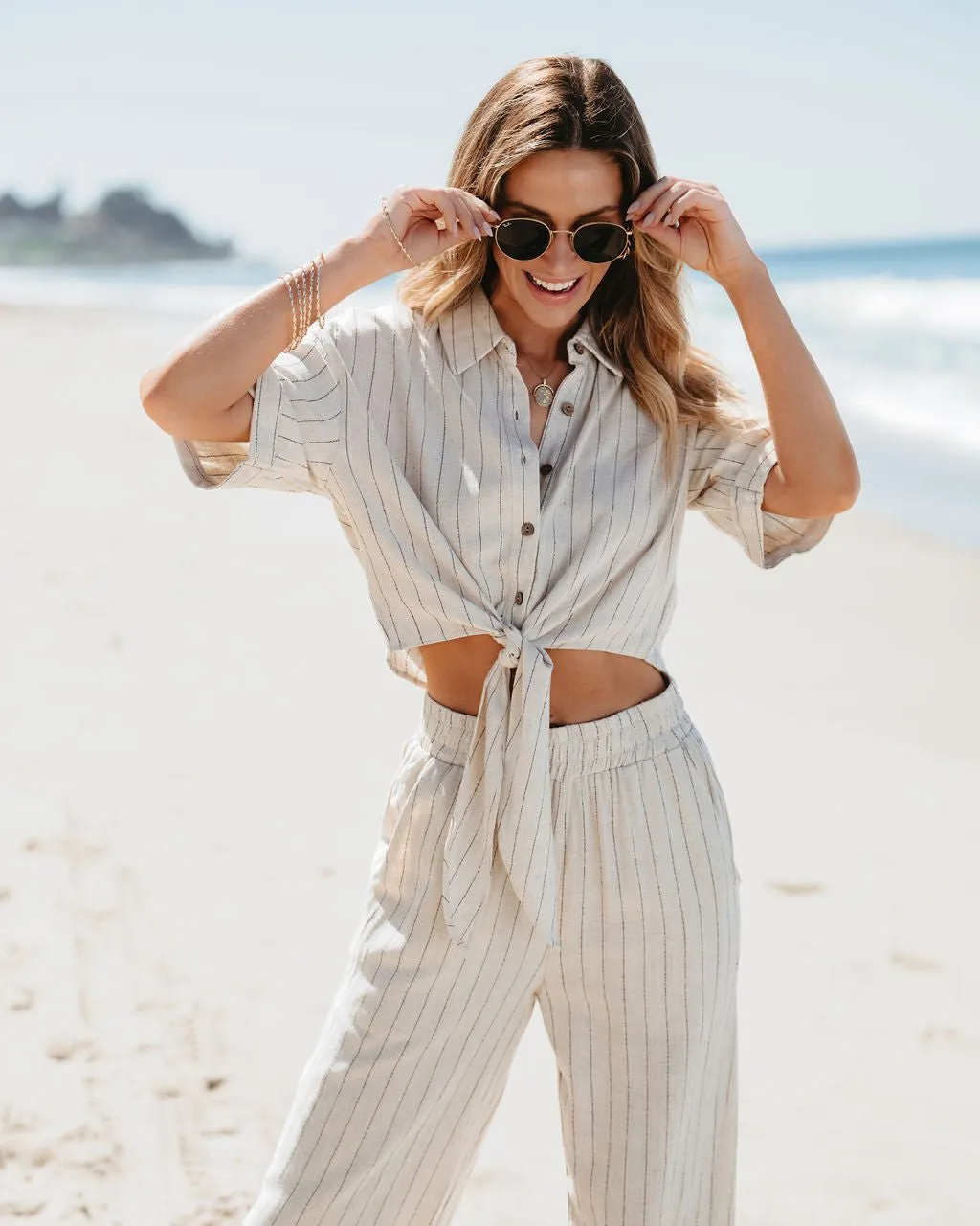 Khaki Striped Top & Pants Set - FINAL SALE