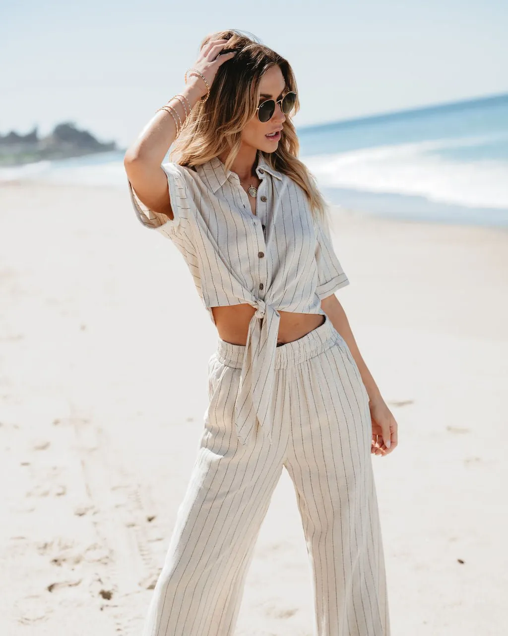 Khaki Striped Top & Pants Set - FINAL SALE