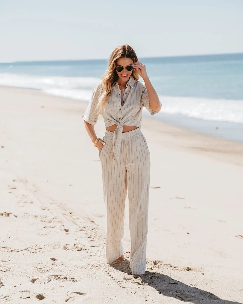 Khaki Striped Top & Pants Set - FINAL SALE