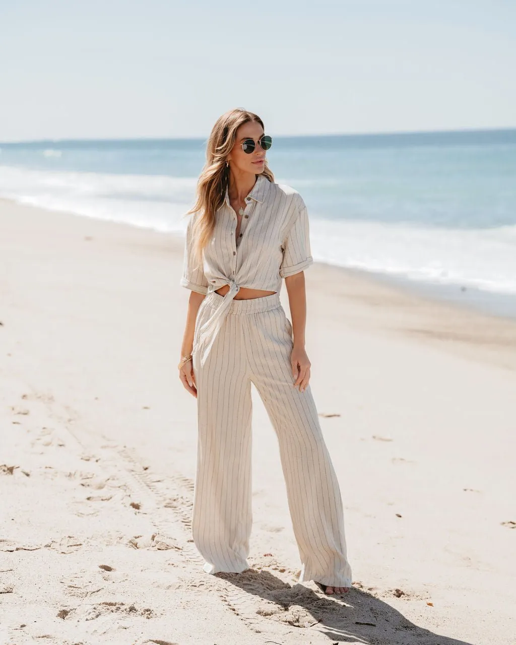Khaki Striped Top & Pants Set - FINAL SALE