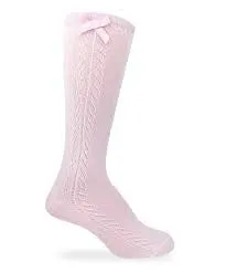 Knee high pointelle sock with bow(1 pair)