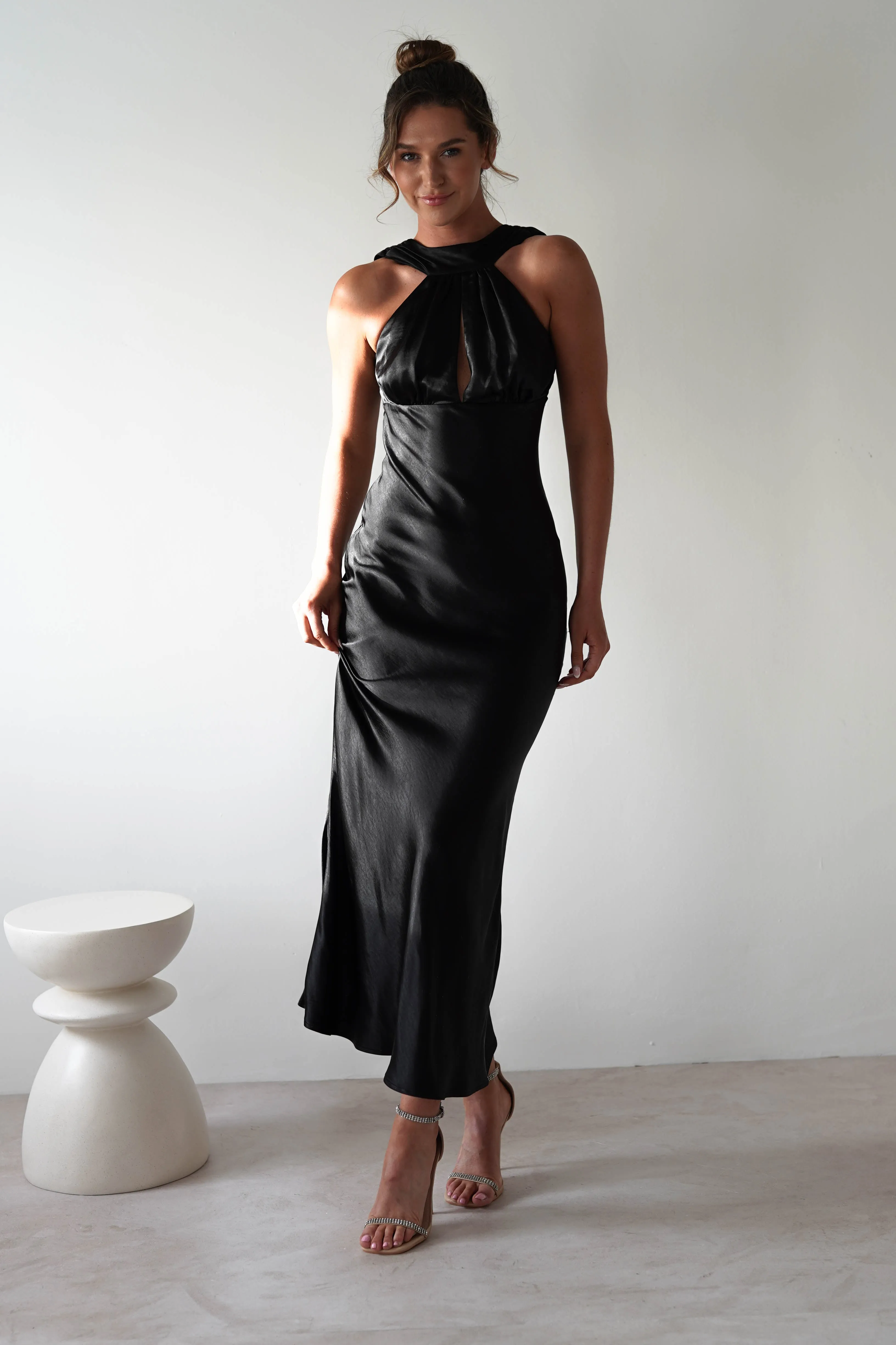 Lauryn Halter Neck Maxi Dress | Black