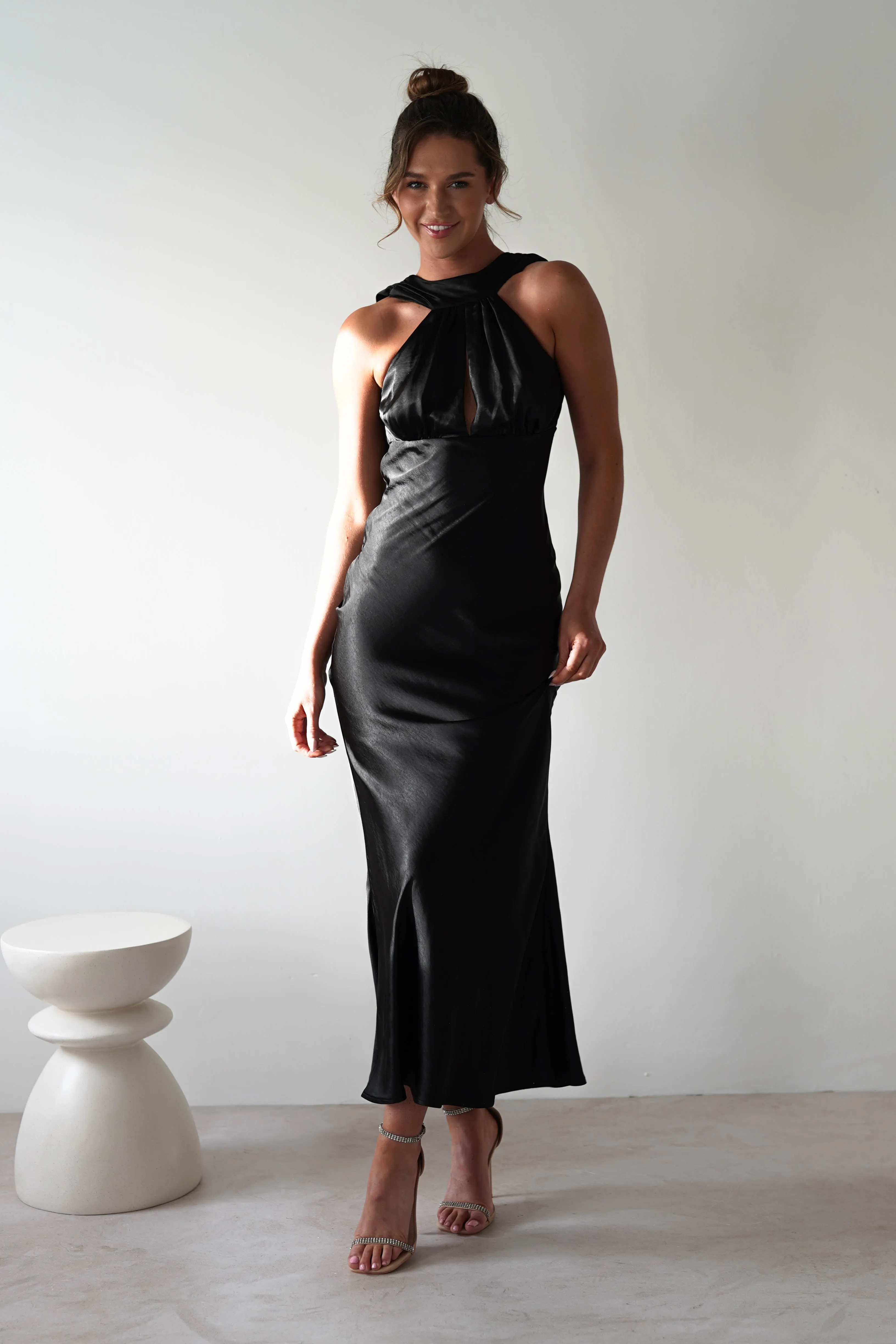 Lauryn Halter Neck Maxi Dress | Black