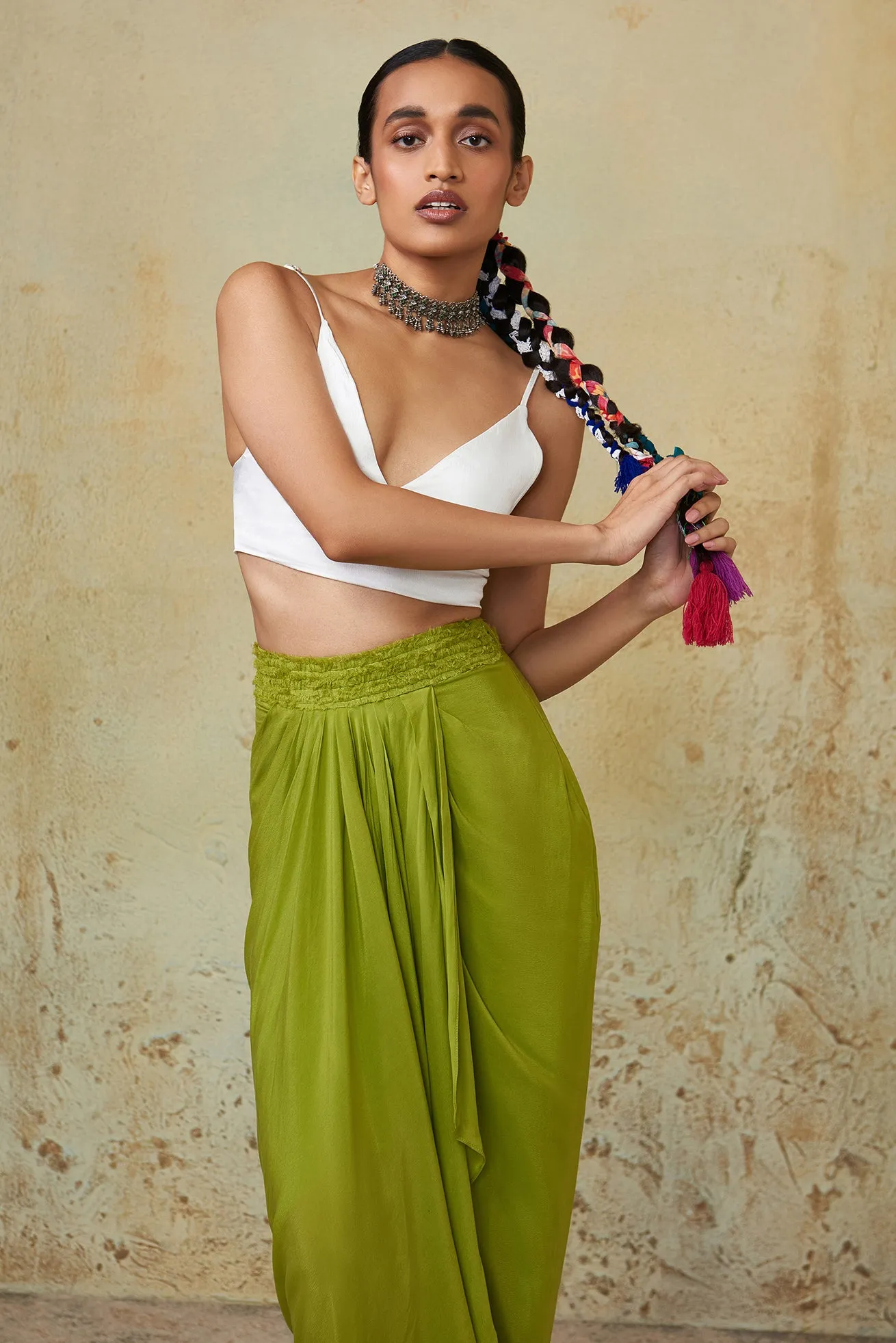 Lime Green Draped Skirt