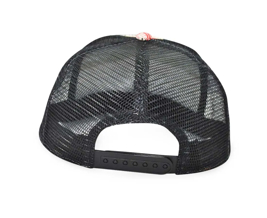 Mato Woven Trucker Hat Snapback Flat Brim Boho Tribal Aztec Pattern Baseball Cap Black