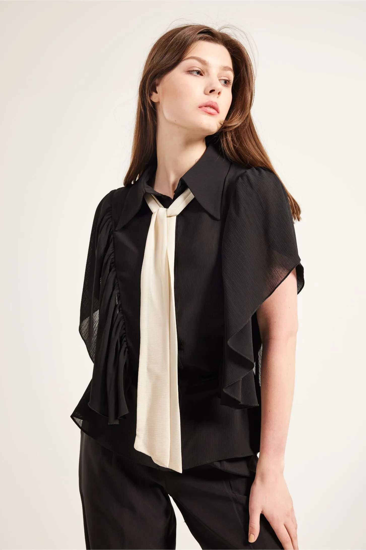 NECK TIE CHIFFON BLOUSE