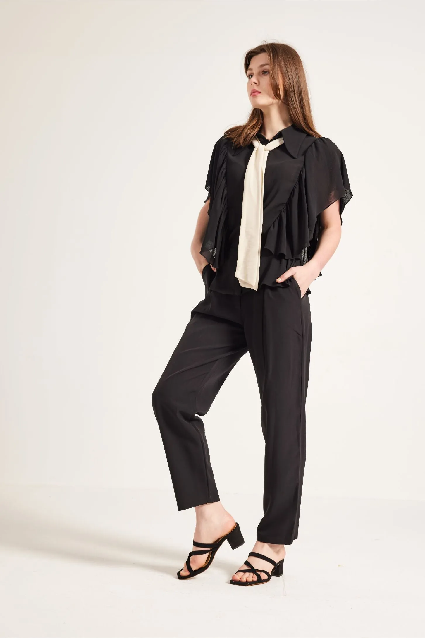 NECK TIE CHIFFON BLOUSE