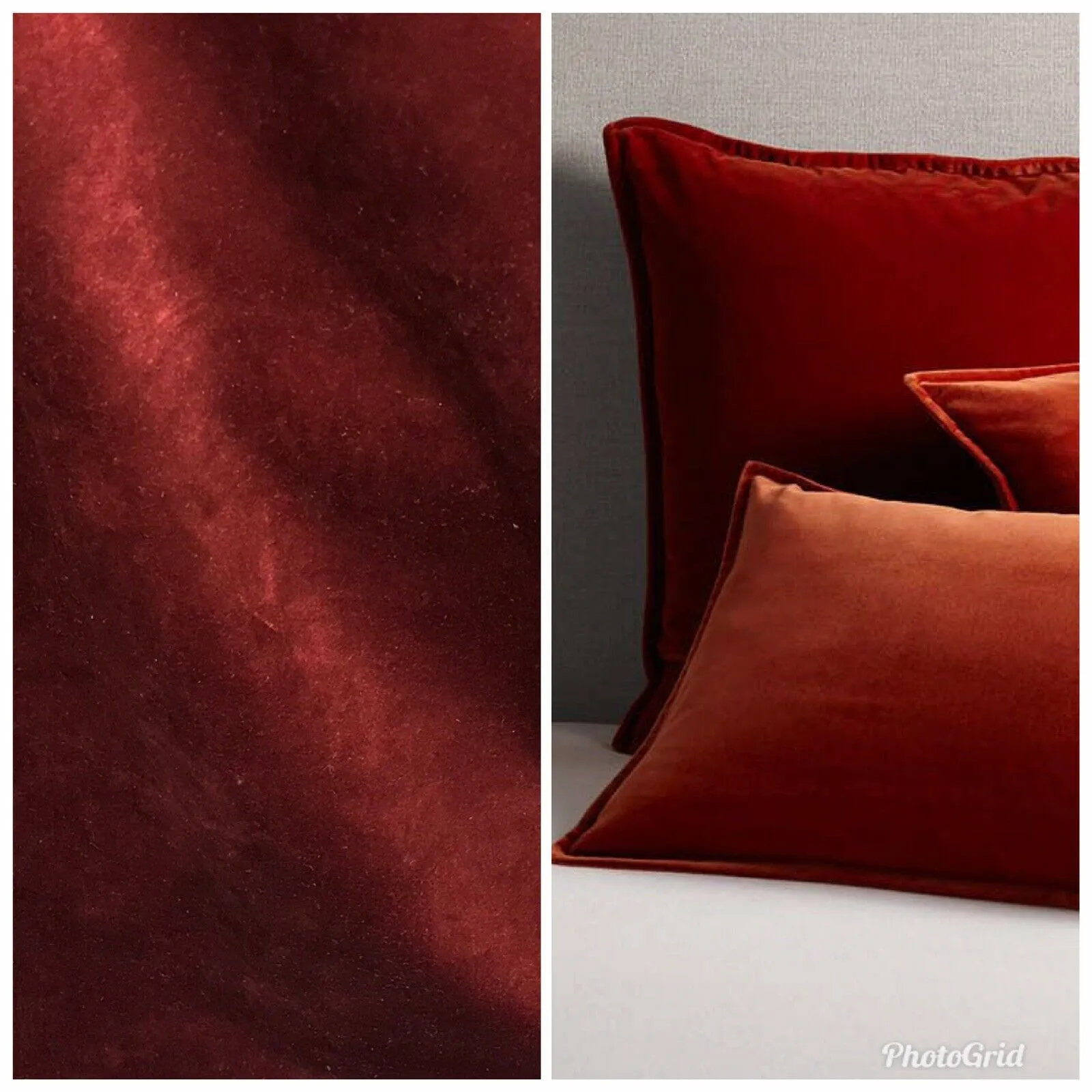 NEW Designer Velvet Upholstery And Drapery Fabric- Rust Red- Lightweight
