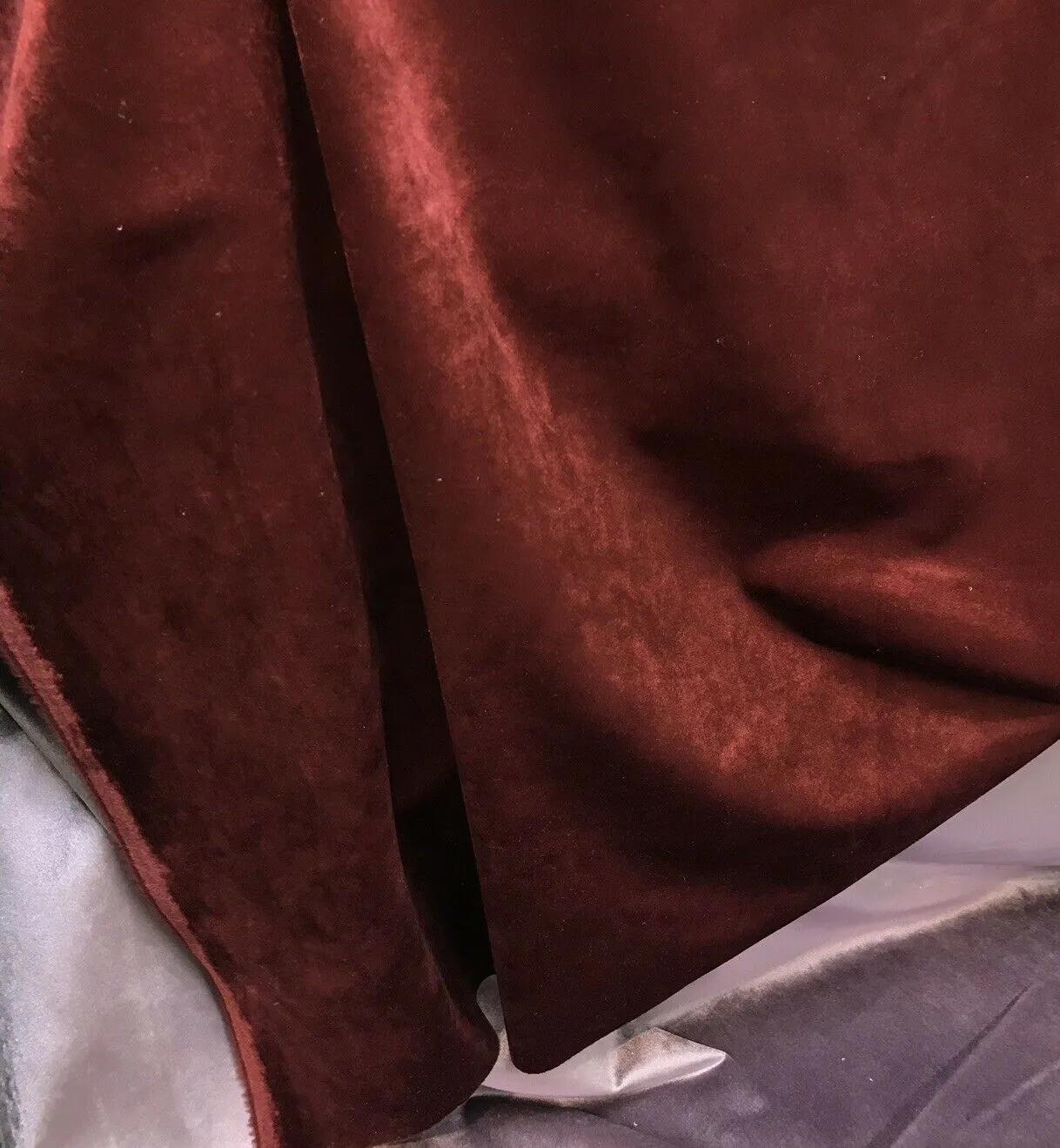 NEW Designer Velvet Upholstery And Drapery Fabric- Rust Red- Lightweight