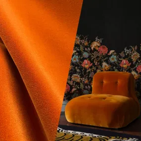 NEW King Kensington Mohair Heavy Weight Velvet Upholstery Fabric - Bright Orange